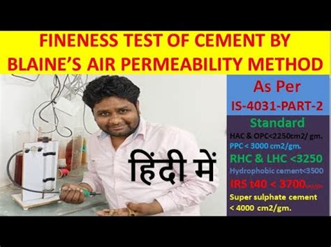 blaine air permeability test|fineness test of cement procedure.